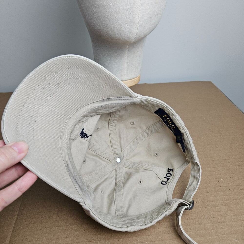 Polo Ralph Lauren Polo Pony Cap Dad Hat Khaki Strap Back - Picture 7 of 10